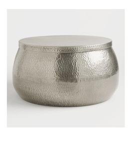 Mesa de centro de almacenamiento de metal martillado plateado para el hogar, sala de estar, oficina, muebles decorativos - Product Image 1