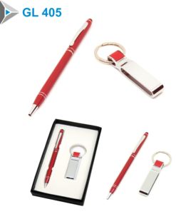 Trending Premium Metal Keychain Pen Gift Set Business Pen Gift Set con llavero y caja combinada de cuero para empleados de oficina - Product Image 2