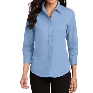 Camisa informal de algodón 100% para mujer más vendida, decoración de botones con estampado sólido, diseño de logotipo personalizado, Popelina de talla XS para otoño bajo - Product Image 2