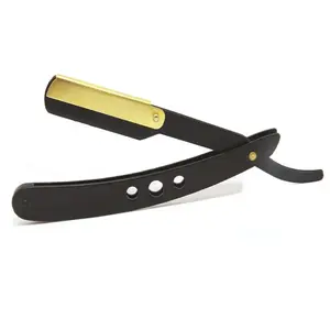 Straight Razor Stainless Steel High Quality Gold Plate Sharp Blade Edge Barber Razor Folding Private Label Cut Throat Shavette