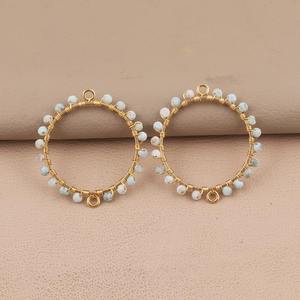 Boucles d'oreilles en pierres précieuses de Larimar naturel plaqué or, boucles d'oreilles à double caution en fil de fer, paires de rondelles, jolis connecteurs. - Product Image 3