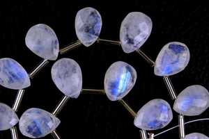 Piedra lunar de arcoíris Natural, 21 piezas, forma de pera facetada, piedras preciosas auténticas de Fuego Azul, cuentas de Briolette - Product Image 4