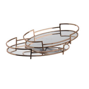 ชุดถาดโต๊ะเครื่องแป้งสีโรสโกลด์2รอบกำหนดขนาดได้เองทำจากสเตนเลสสตีลคุณภาพสูงสำหรับตกแต่งบ้านและเสิร์ฟ - Product Image 4