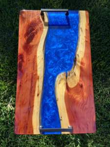 Bandeja de Servicio de Resina Epoxi y Madera de Mango con Asa de Metal, para Hoteles y Restaurantes, Utensilios de Cocina, Bandeja para Mesa de Centro - Product Image 4