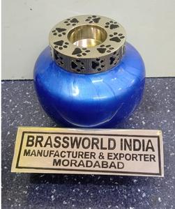 <b>green</b> tea light <b>candle</b> pet paw engraved pet cremation urn funeral supplies By Brassworld India - Product Image 2