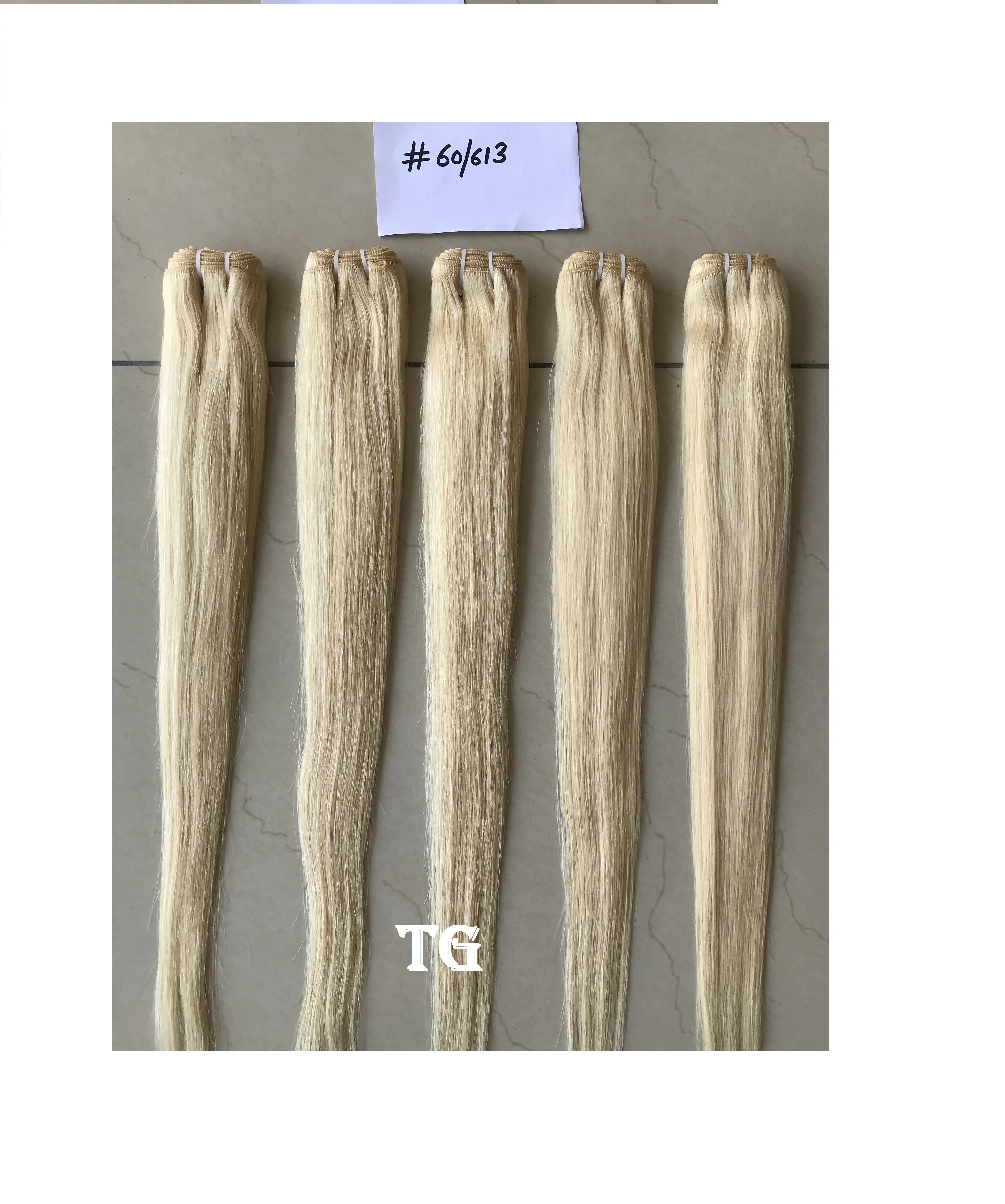 Good Quality 60/613 Straight Colour Human Hair Weft Tangle Free No Shedding Human Hair Extensions Wholesale Price Indian Vendors