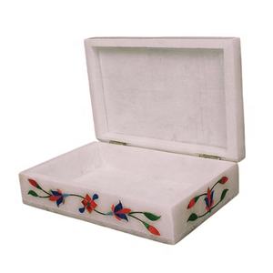 Elegant Handcrafted Trinket Marble <b>Jewelry</b> with Flowers Inlay Home Decorative Stone Gift Box for Wholesale - Product Image 2