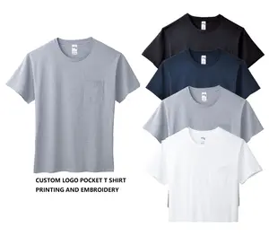 Vedo Borduren Shirt Dropshipping Groothandel Custom Logo 100% Katoen 210 Gsm Korte Mouw T-shirt Met Pocket
