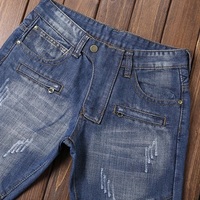 Jean Biker Classique en Denim Effet Vieilli pour Homme – Coupe Slim Confortable et Extensible, Taille Mi-Haute, Droit, Motif Écossais, Écologique, Léger et Adouci