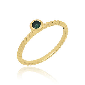 New Trendy 925 Sterling Silver Green Onyx Gemstone Finger Ring Gold Plated Classic Style for Parties Ready to Ship - Product Image 1