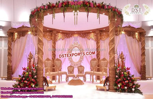 Mandap de Boda Redondo Moderno de Diseño con Madera Tratada y Características Ligeras, Arreglo Tradicional Hindú Tallado, Australia - Product Image 6
