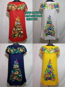 ชุดเดรสปักลายเม็กซิกัน2022สำหรับผู้หญิงชุดเดรสเสื้อเชิ้ตเซ็กซี่ลายดอกไม้ผ้าเรยอนขนาด XL มีสไตล์ - Product Image 4