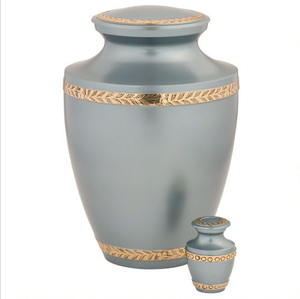 Urne de crémation traditionnelle en laiton, bande de couleur marron, cendres enterrées sculptées, urne de comptoir, décoration, cendres mémorables - Product Image 2