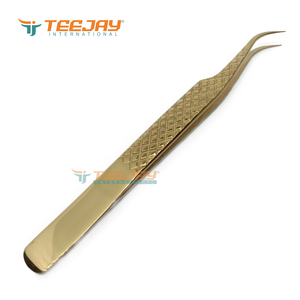 Pince à épiler TEEJAY ELT-432 Plasma Gold J Courbée pour Volume et Isolation avec Embout Ultra Fin et Prise Diamantée pour une Précision Parfaite des Cils - Product Image 2