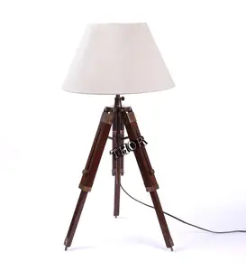 Tripé moderno lâmpada de mesa ~ design antigo latão lâmpada com sombra