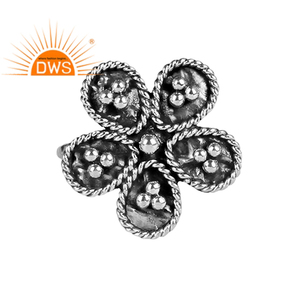 Anillo de declaración de diseñador Floral de plata 925 oxidado de alta calidad hecho a mano, joyería para mujer, regalo para ella - Product Image 2