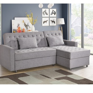 Hiện Đại Convertible L-Hình Dạng Gấp Góc <span class=keywords><strong>Sofa</strong></span> Giường Với Lưu Trữ Vải Mở rộng Có Thể Gập Lại Cho Phòng Khách Sạn Hoặc Phòng Ngủ - Product Image 2