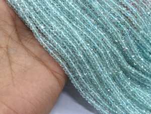 Perles d'aigue-marine bleue naturelle à facettes taille 3.5-4 MM pierre semi-précieuse fabrication de bijoux DIY - Product Image 6