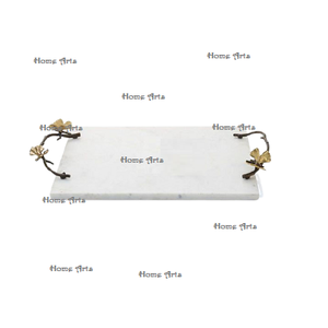 Bandeja de mármol para servir té y café con asas de hierro Bandeja para servir alimentos de último diseño para uso en restaurante doméstico - Product Image 2