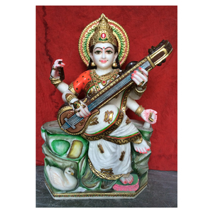 Statue de marbré coloré Saraswati, 1 pièce, - Product Image 1