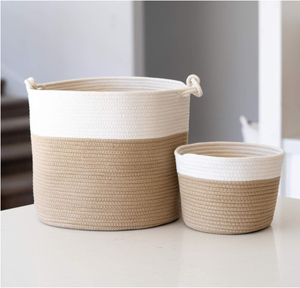 Cotton Rope <b>Storage</b> <b>Basket</b> with Handles Decorative for Every Home - Product Image 2