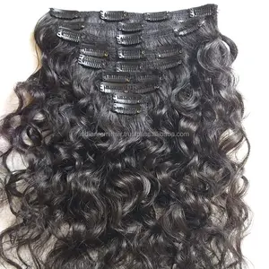 Raw indian curly clip in hair Natural Black Human hair Comfortable Wearing Easy TO use Durable Quality Hairs
