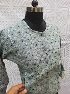 Chaquetas Cálidas de Invierno para Mujer con Cierre de Botones Cubiertos y Manga Larga, Abrigo Nehru, Chaquetas con Estampado Personalizado para Mujer - Product Image 2