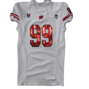 Uniformes de football américain sur mesure en polyester respirant, taille plus, manches courtes, avec broderie du nom et du numéro - Product Image 1