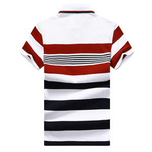 Camiseta de Hombre Talla Grande a Rayas 100% Algodón Tejido para Camisa Azul Blanco Negro Manga Corta Cuello Casual - Product Image 3