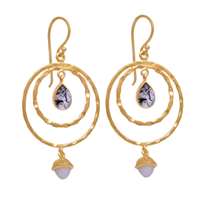 คุณภาพที่ดีที่สุด925แข็งเงินสเตอร์ลิงฝรั่งเศสตะขอต่างหูสีดำพลอยมูนสโตนอัญมณีชุบทองของขวัญขายส่ง - Product Image 1