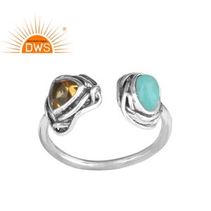 ผู้ผลิตเครื่องประดับเงินสเตอร์ลิง925ของอินเดียซิทรินและแอริโซนาแหวนพลอยเทอร์ควอยซ์ขายส่งเครื่องประดับ - Product Image 1