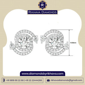 Pendientes elegantes de oro blanco de 14 quilates con diamantes, diseño de moda en línea con diamantes deslumbrantes - Product Image 3