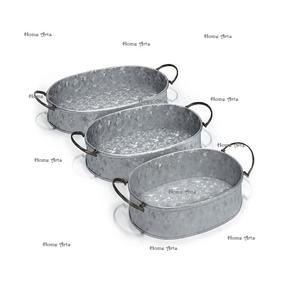 Juego de 2 bandejas galvanizadas para servir alimentos con asas de cuerda Bandeja para servir alimentos de forma ovalada de la mejor calidad en la India - Product Image 4