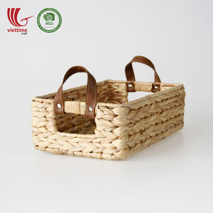 Water Hyacinth <b>Basket</b> <b>Tray</b> With Leather Handles/Handicraft <b>Basket</b> <b>Tray</b>/Wholesale - Product Image 6