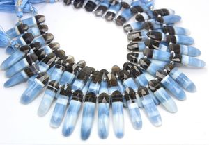 Perles de pierre ovales facettées en opale bleue bio naturelle, de 23x7 mm à 37x8 mm environ. 8 pouces - Product Image 3