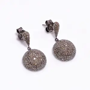 Les plus populaires en argent sterling 925 pour femmes, bijoux en diamant de mariage, boucles d'oreilles en diamant faites à la main de haute qualité Micro Pave