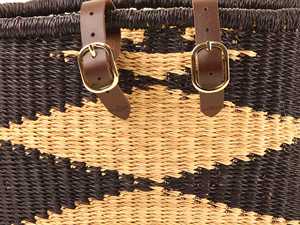 Cesta de bicicleta duradera al por mayor, cesta de flores marrones de algas marinas, cesta doble de bicicleta de mimbre tejida a mano con correa de cuero - Product Image 2