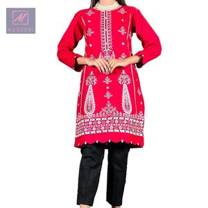 Kurti indien moderne en coton fait main de haute qualité pour femme, entièrement brodé, design indien pour les fêtes, avec leggings - Product Image 1