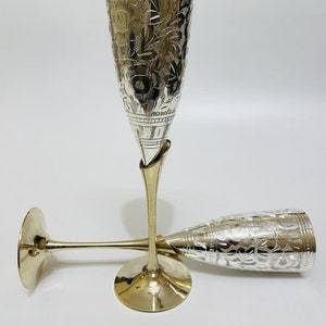 Luxury <b>Silver</b> Plated Goblet Glass Set Handcrafted Vintage Brass Wine Goblets Premium Wedding & Bridesmaid Gift Home Decorative - Product Image 3