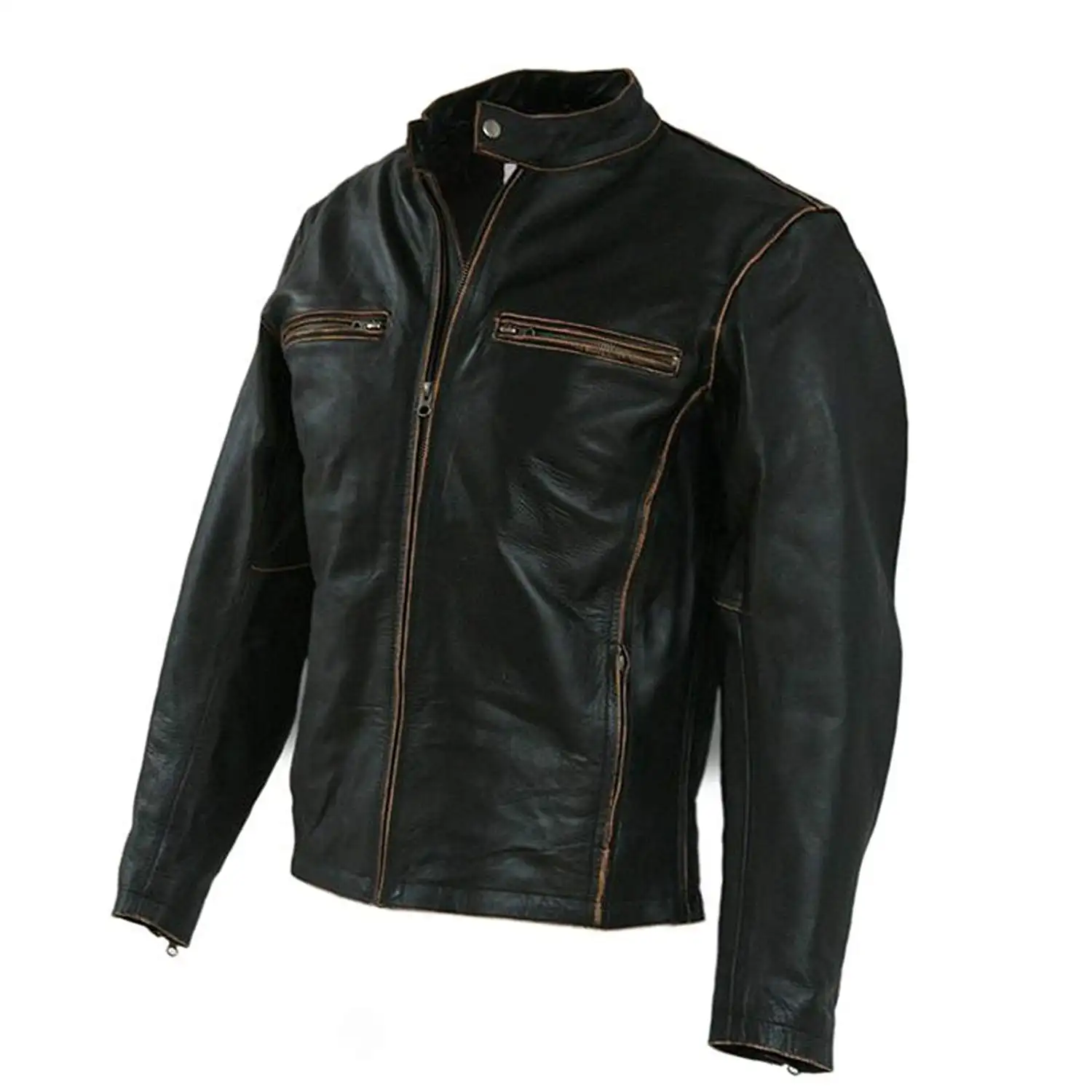 Blouson d'hiver en cuir véritable homme, de moto, personnalisé, avec mouton, nouvel arrivage, pour l'hiver