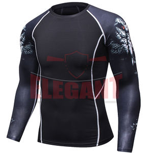 Custom Logo Men Long Sleeve Rash Guard Polyester Spandex Sublimation <b>Compression</b> <b>Shirt</b> for MMA Wear - Product Image 3