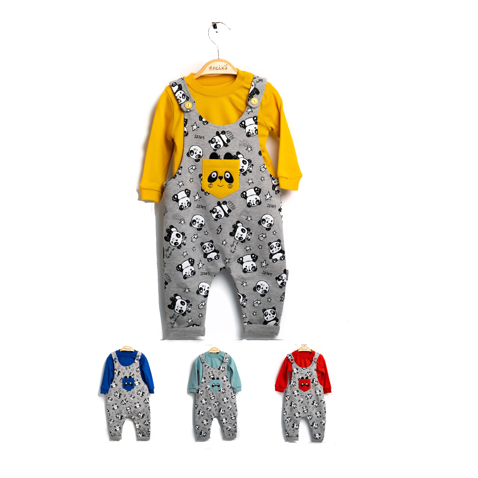 Горячая распродажа! Панда и комбинезон с рисунком в виде детский комплект одежды из 2 предметов для мальчиков: из мультфильмов, Весенняя мягкая одежда из хлопка для малышей, комплект, necix бренд