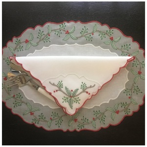 Mantel Individual bordado de Navidad, conjunto de servilletas para casa, restaurante - Product Image 2