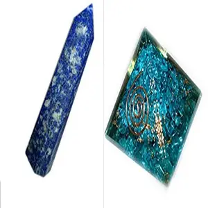 Jet Feroza Orgone Pyramid & Lapis Lazuli Obelisk 1 Each Gemstones Copper Metal Mix Rare Healing Positive Energy EMF Protection