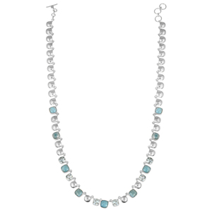 สร้อยคอชั้นดีน้ำหนักเบาเครื่องประดับพลอยบุษราคัมสร้อยคอ Larimar ขายส่งเงินสเตอร์ลิงสำหรับผู้หญิงขายดีที่สุดสีฟ้าน่ารัก - Product Image 1