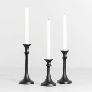 Set of 3 <b>Black</b> Metal Taper <b>Candlestick</b> Holders for Home Decorative Item - Product Image 1