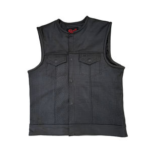 Custom <b>Mens</b> Motorbike Real Leather Full Grain Cut Off <b>Waistcoat</b> Vest Biker Gilet Vest - Product Image 3