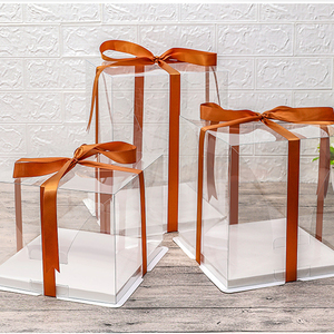 High Quality Custom Logo Transparent Square Cake Box All Clear Tall Wedding Cake Package Boxes
