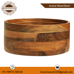 Bol de service en bois d'acacia massif fait à la main durable, large gamme de haute qualité pour les hôtels et les restaurants au prix d'usine - Product Image 4