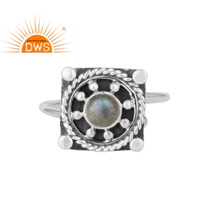 Anillo de Plata de Ley 925, Joyería Étnica de Diseño, Anillo de Piedra Preciosa de Labradorita al por Mayor, Colección Clásica - Product Image 1